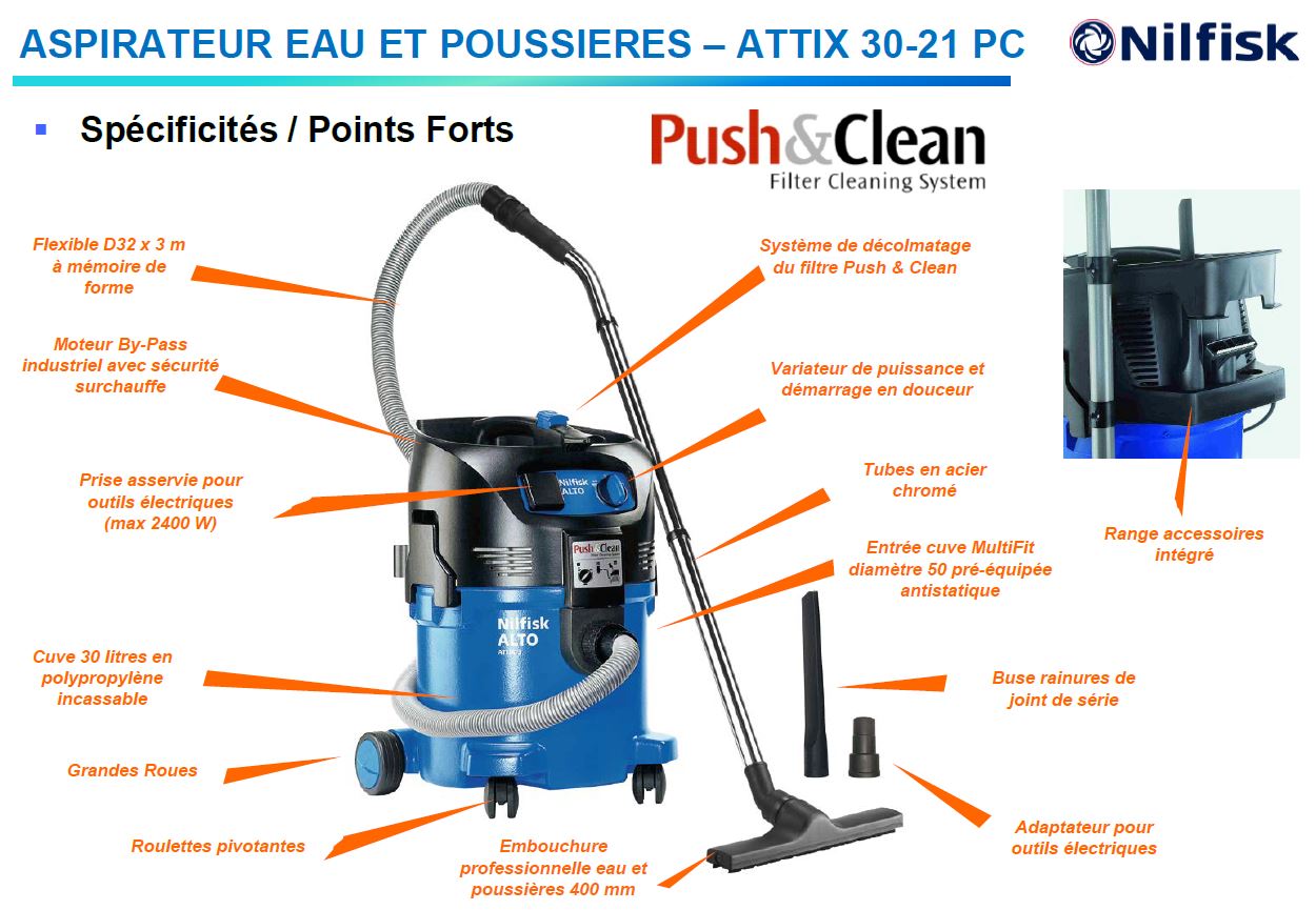 Aspirateur Nilfisk Eau et Poussière ATTIX 30-21 PC