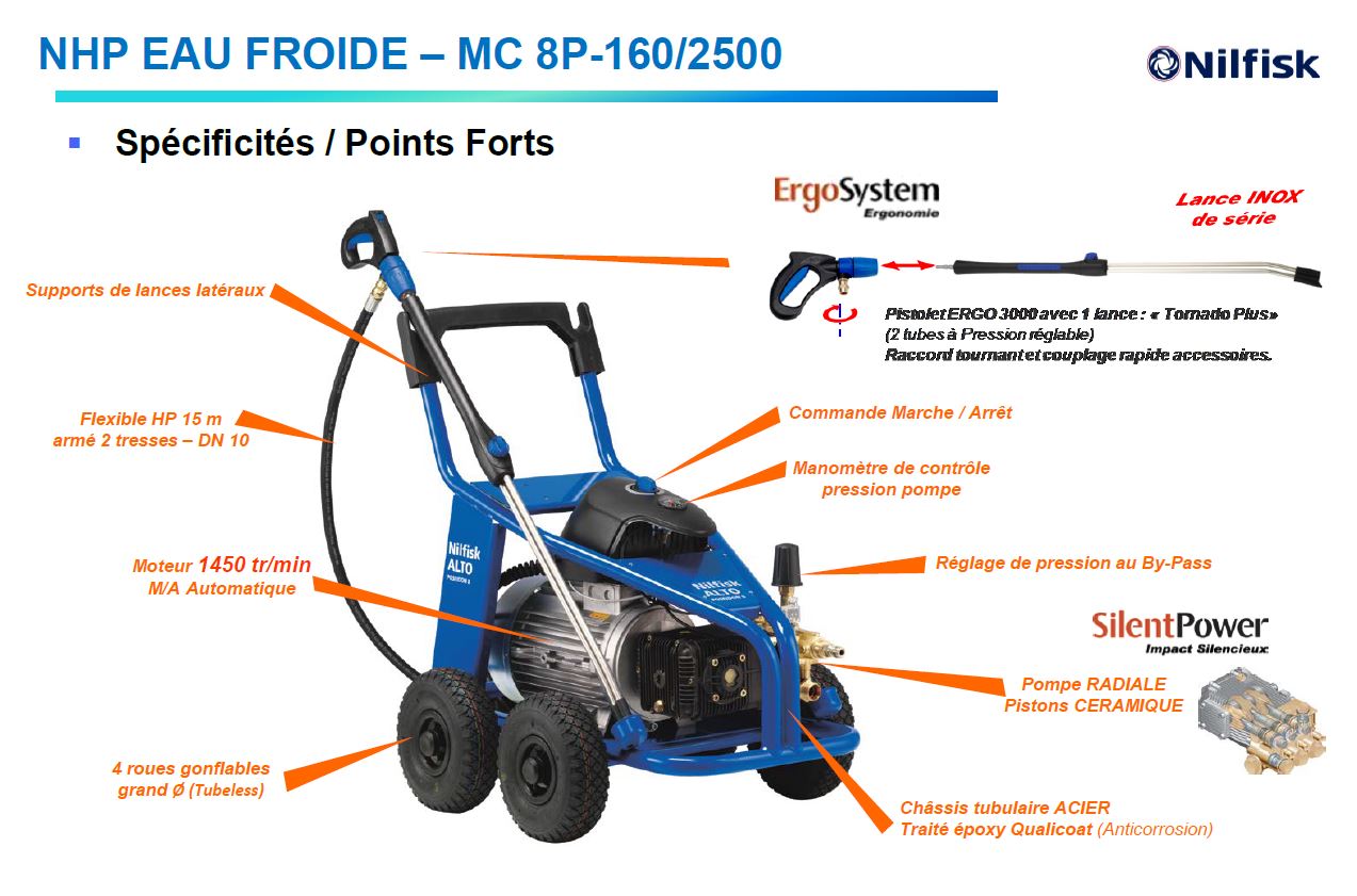 Nettoyeur haute pression gros débit Nilfisk MC 8P-160/2500