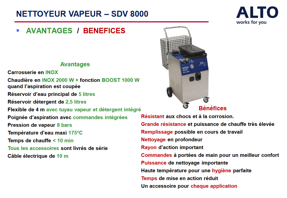 Avantages / Bénéfices SDV 8000