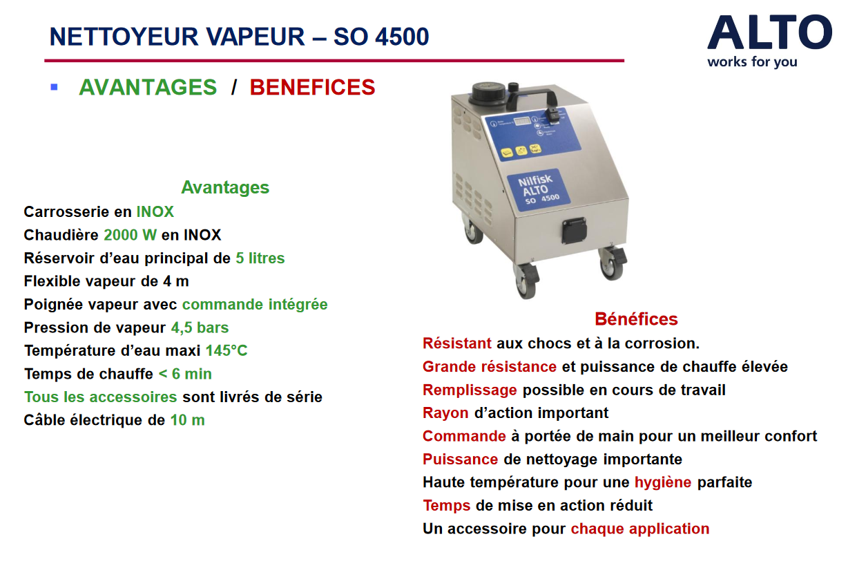 Avantages/Bénéfices SO 4500