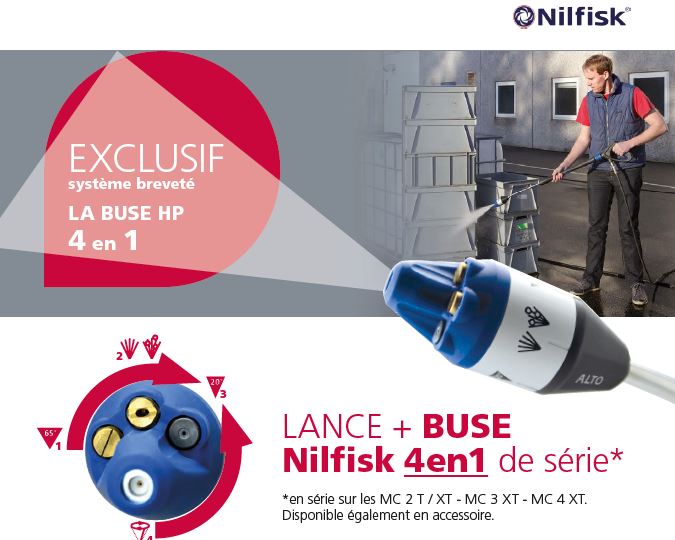 Lance inox avec buse 4 en 1 pour nettoyeur haute pression Nilfisk