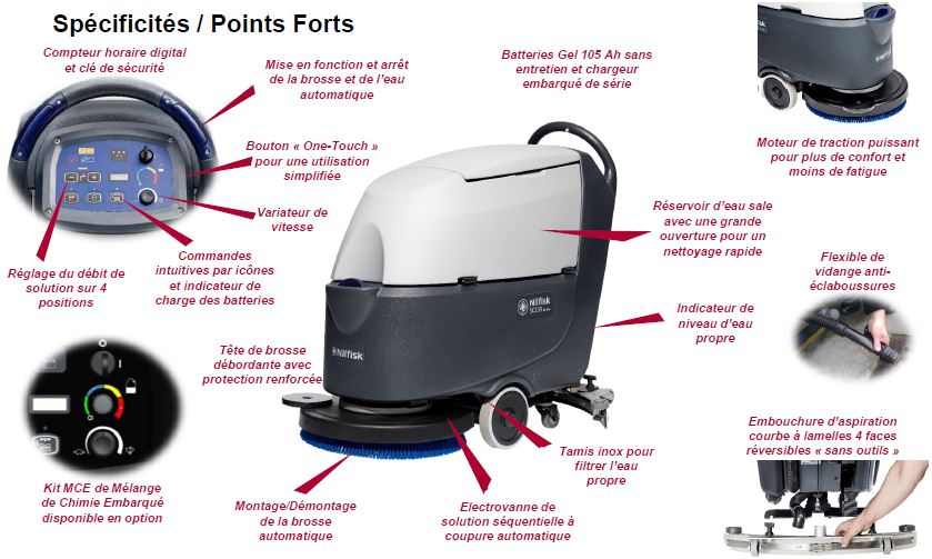 Points forts de la laveuse Nilfisk SC530 53 BD Go Full Package