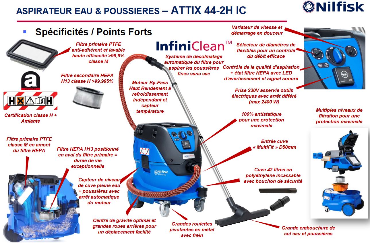 Aspirateur eau et poussière professionnel Nilfisk Attix 9