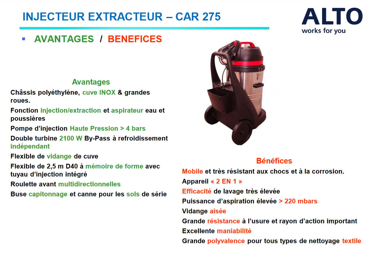 Avantages/Bénéfices CAR 275 METAL