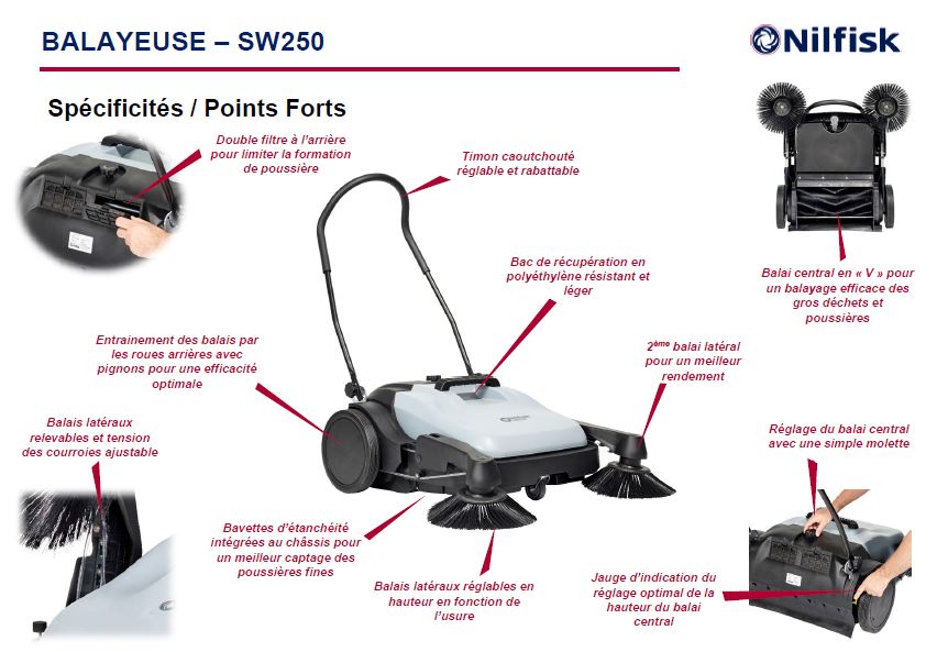 Points forts balayeuse Nilfisk SW250
